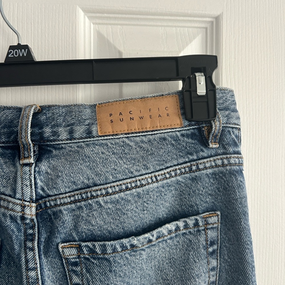 PacSun High Rise Straight Distressed Blue Denim Jeans Size 25 - Picture 6 of 12
